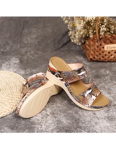 Replica Leopard  Snake Printed Flower Patch Wedges For Women #801572 $33.43 USD for Wholesale