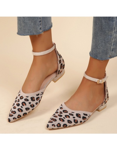  Korean Style Pointed  Leopard Chunky  Sandals #801589 $47.85 USD, Wholesale Fashion Sandals