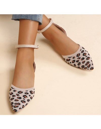 Replica  Korean Style Pointed  Leopard Chunky  Sandals #801589 $47.85 USD for Wholesale