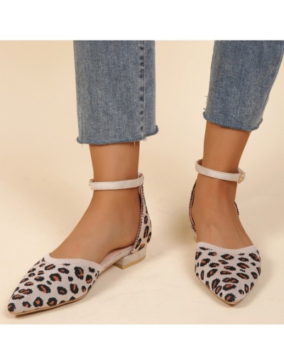 Replica  Korean Style Pointed  Leopard Chunky  Sandals #801589 $47.85 USD for Wholesale