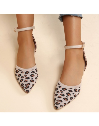 Replica  Korean Style Pointed  Leopard Chunky  Sandals #801589 $47.85 USD for Wholesale