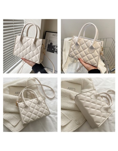 Replica Street Shopping Rhombus Lattice  White Handbags For Women #801621 $16.88 USD for Wholesale