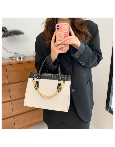 Replica  PU Contrast Color Chain Women's Tote Bags #801625 $29.70 USD for Wholesale