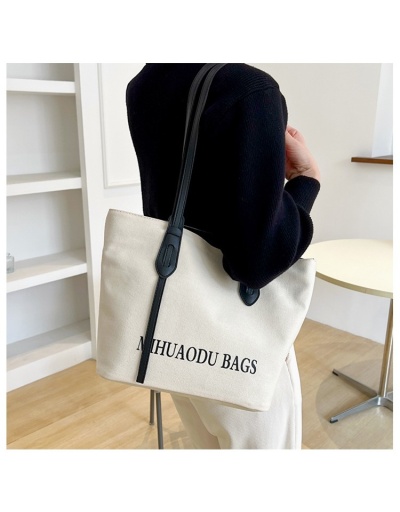 Replica Travel Letter Black Versatile Canvas Shoulder Tote Bags #801643 $21.88 USD for Wholesale