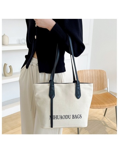 Replica Travel Letter Black Versatile Canvas Shoulder Tote Bags #801643 $21.88 USD for Wholesale