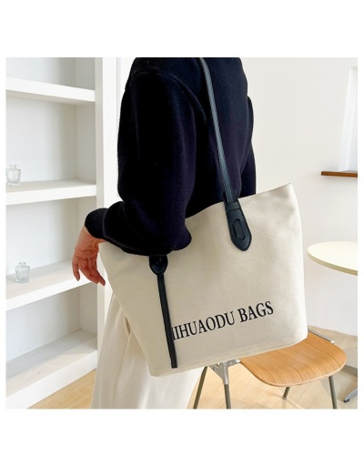 Replica Travel Letter Black Versatile Canvas Shoulder Tote Bags #801643 $21.88 USD for Wholesale