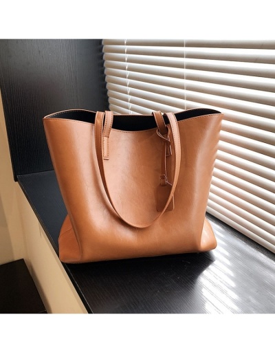 Replica  PU Pure Color Casual Large Capacity Tote Bag #801645 $51.88 USD for Wholesale