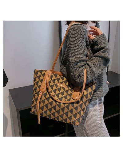 Replica  Simple Clash Color Rhombus Lattice Tote Bag #801651 $38.35 USD for Wholesale