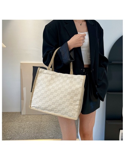 Replica Simple Black Canvas Grid Hasp Handbag #801664 $18.23 USD for Wholesale