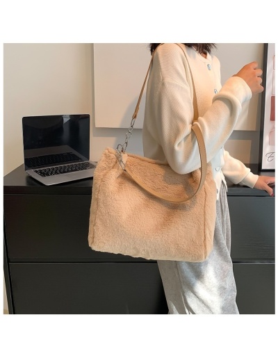 Replica Simple Design Solid White Fluffy Tote Bags #801673 $19.58 USD for Wholesale