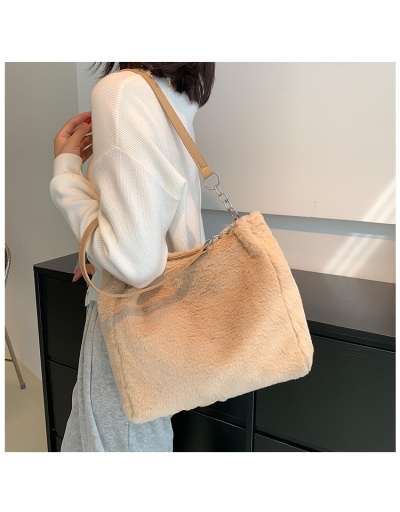 Replica Simple Design Solid White Fluffy Tote Bags #801673 $19.58 USD for Wholesale