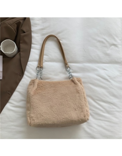 Replica Simple Design Solid White Fluffy Tote Bags #801673 $19.58 USD for Wholesale