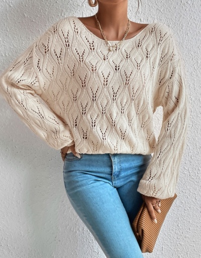 Casual Cozy Solid Ladies Hollowed Out  Sweaters  Long Sleeve #801685 $32.23 USD, Wholesale Fashion Sweaters &amp; Cardigans