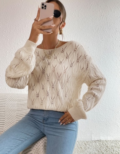 Replica Casual Cozy Solid Ladies Hollowed Out  Sweaters  Long Sleeve #801685 $32.23 USD for Wholesale