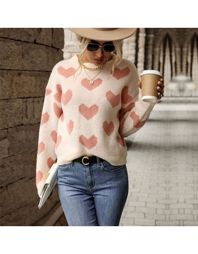 Replica Heart Cute Pattern Ladies Loose Sweaters Long Sleeve Crew Neck #801686 $38.22 USD for Wholesale