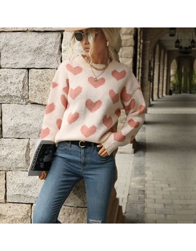 Replica Heart Cute Pattern Ladies Loose Sweaters Long Sleeve Crew Neck #801686 $38.22 USD for Wholesale