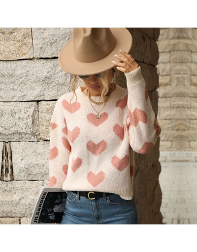 Replica Heart Cute Pattern Ladies Loose Sweaters Long Sleeve Crew Neck #801686 $38.22 USD for Wholesale