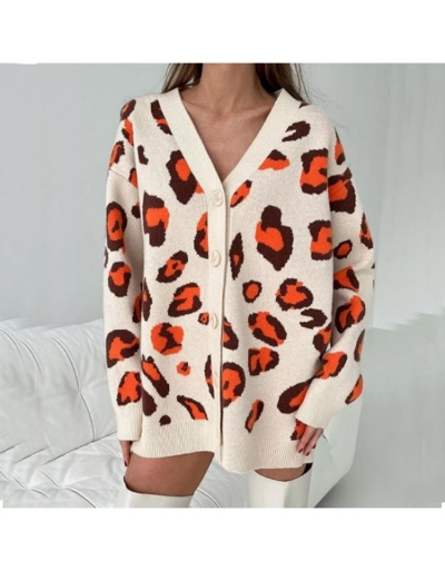  2022 V-neck Animal Print Women's Sweater Long Sleeve V Neck #801687 $50.90 USD, Wholesale Fashion Sweaters &amp; Cardigans