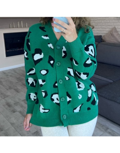 Replica  2022 V-neck Animal Print Women's Sweater Long Sleeve V Neck #801687 $50.90 USD for Wholesale