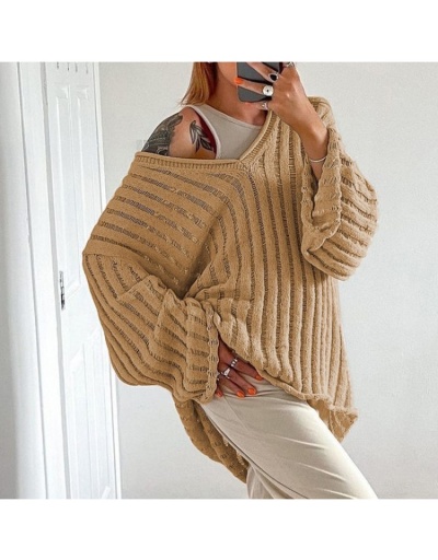  Lazy Loose V Neck Women's Long Sleeve Sweater Long Sleeve V Neck #801690 $44.93 USD, Wholesale Fashion Sweaters &amp; Cardigans