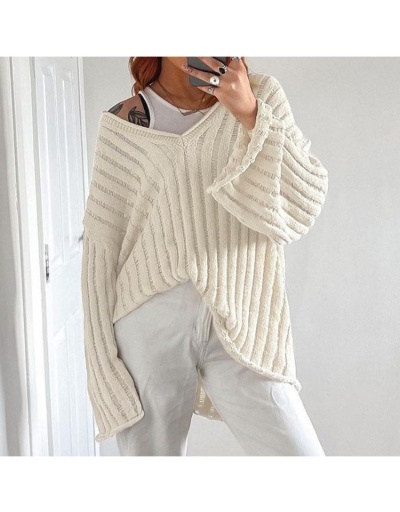 Replica  Lazy Loose V Neck Women's Long Sleeve Sweater Long Sleeve V Neck #801690 $44.93 USD for Wholesale