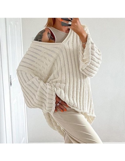 Replica  Lazy Loose V Neck Women's Long Sleeve Sweater Long Sleeve V Neck #801690 $44.93 USD for Wholesale