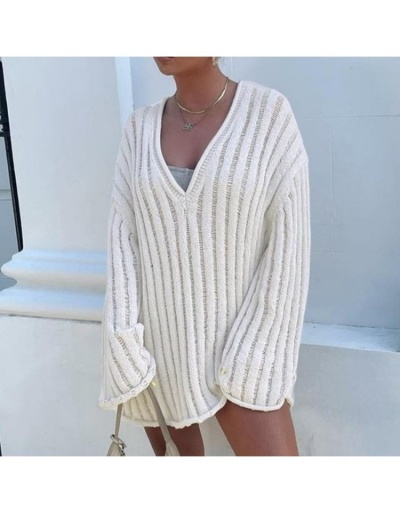 Replica  Lazy Loose V Neck Women's Long Sleeve Sweater Long Sleeve V Neck #801690 $44.93 USD for Wholesale