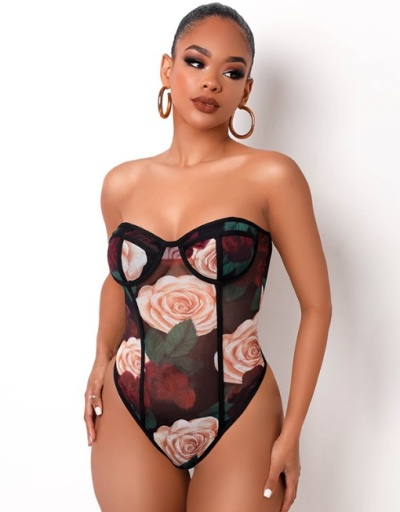 Replica Sexy Print Sleeveless One Piece Bodysuit Sleeveless U Neck #801692 $18.77 USD for Wholesale