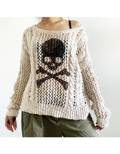  2022 Crew Neck Skull Hollowed Out Women's Sweater Long Sleeve Crew Neck #801694 $46.74 USD, Wholesale Fashion Sweaters &amp; Cardigans