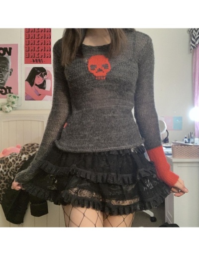  Casual Contrast Color Skull Women's Sweater Long Sleeve Crew Neck #801699 $35.03 USD, Wholesale Fashion Sweaters &amp; Cardigans