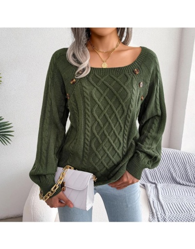  Casual Pure Color Women's Knitted Sweaters Long Sleeve Square Neck #801701 $40.80 USD, Wholesale Fashion Sweaters &amp; Cardigans