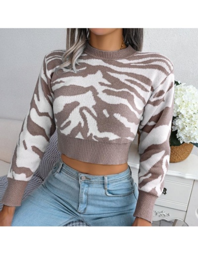 Replica  Casual Animal Print Women's Knitted Sweater Long Sleeve Crew Neck #801702 $41.08 USD for Wholesale