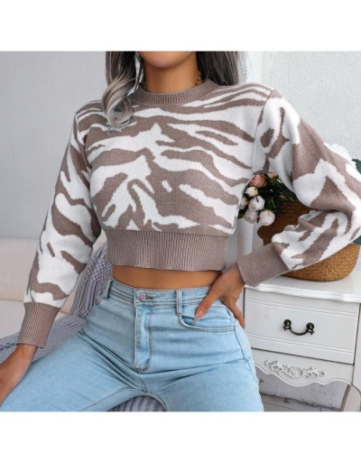 Replica  Casual Animal Print Women's Knitted Sweater Long Sleeve Crew Neck #801702 $41.08 USD for Wholesale