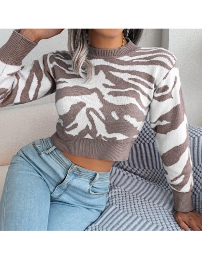 Replica  Casual Animal Print Women's Knitted Sweater Long Sleeve Crew Neck #801702 $41.08 USD for Wholesale