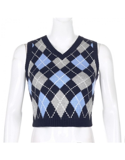 Replica Rhombus V Neck  Sweater Vest Tops Sleeveless V Neck #801707 $21.83 USD for Wholesale