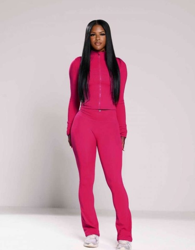 Replica Solid Color Bodycon Zipper Pant Sets #801716 $54.26 USD for Wholesale