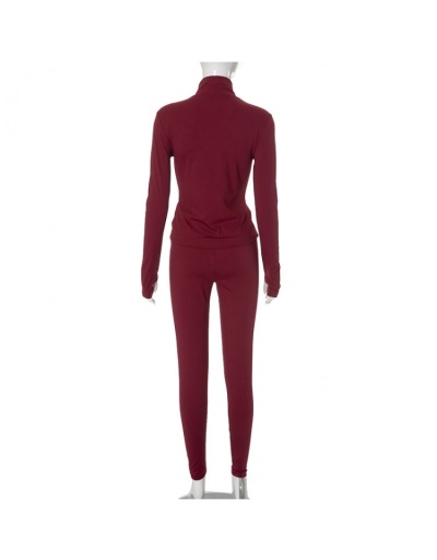 Replica Plain Color Bodycon Zipper Coats Pant Sets #801723 $51.41 USD for Wholesale