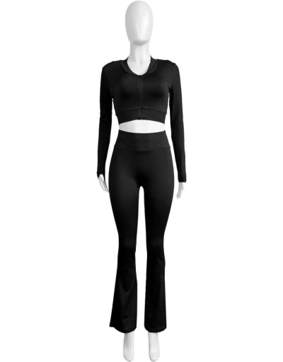 Replica Zipper Cropped Flared Pant Tank 3 Piece Sets #801726 $49.80 USD for Wholesale