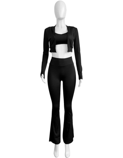 Replica Zipper Cropped Flared Pant Tank 3 Piece Sets #801726 $49.80 USD for Wholesale