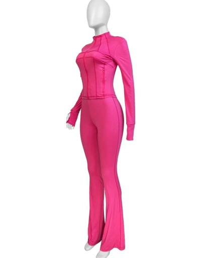 Replica Long Sleeve Zipper Coat Flared Pant Sets #801728 $64.40 USD for Wholesale