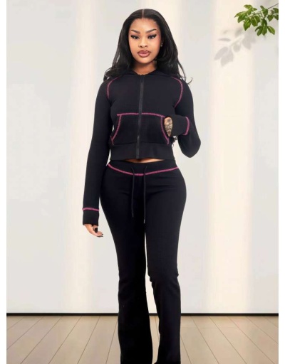 Hooded Zipper Long Sleeve Pant Sets #801729 $39.05 USD, Wholesale Fashion Women Suits