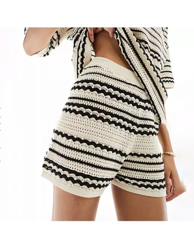 Replica Striped Elbow Sleeve Knitting Shorts Sets #801731 $57.20 USD for Wholesale