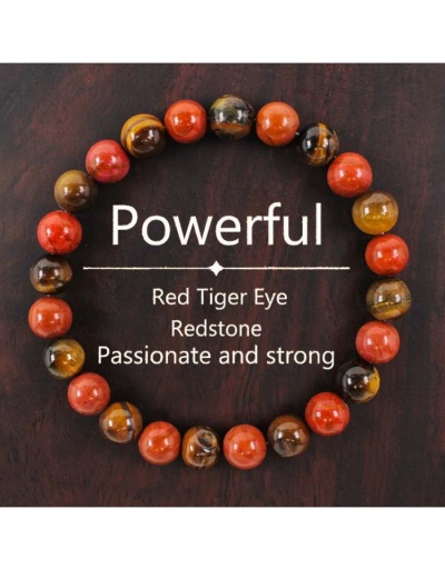 Passionate And Strong Red Tiger Eyes Stone Bracelet #801741 $11.45 USD, Wholesale Fashion 