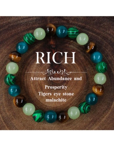 Attract Abundance And Prosperity Tigers Eyes Stone Malachite Bracelet #801745 $9.80 USD, Wholesale Fashion 