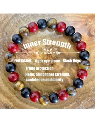 Confidence Clarity Inner Strength Tiger Eye Stone Red Jasper Black Onyx  Bracelet #801746 $9.52 USD, Wholesale Fashion 