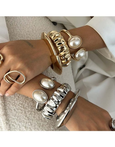 Replica Luxurious Irregular Faux Pearl Metallic Bracelet #801749 $12.85 USD for Wholesale