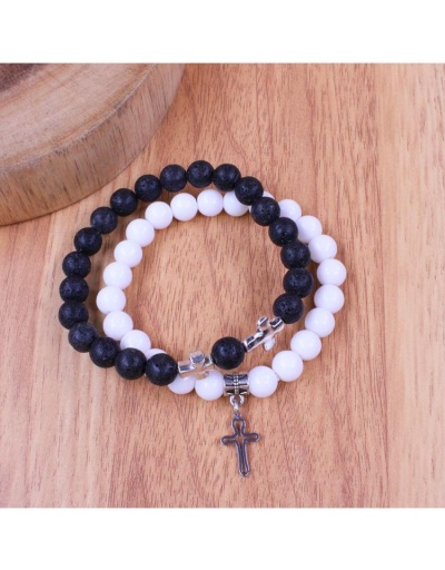 Replica Cross Decoration Volcanic Stone Bracelet #801753 $10.23 USD for Wholesale