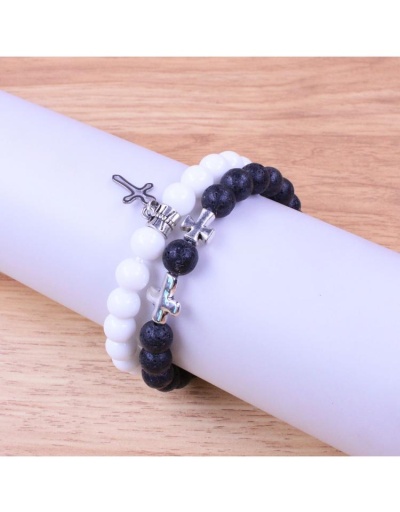 Replica Cross Decoration Volcanic Stone Bracelet #801753 $10.23 USD for Wholesale