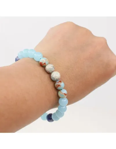 Replica Bring Good Luck And Wealth Relieve Tension Enhance Love Sea Blue Bracelet #801762 $9.97 USD for Wholesale