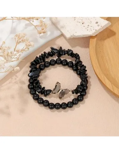 Replica Butterfly Pattern Purple Black 2pcs Crystal Bracelet #801766 $14.70 USD for Wholesale